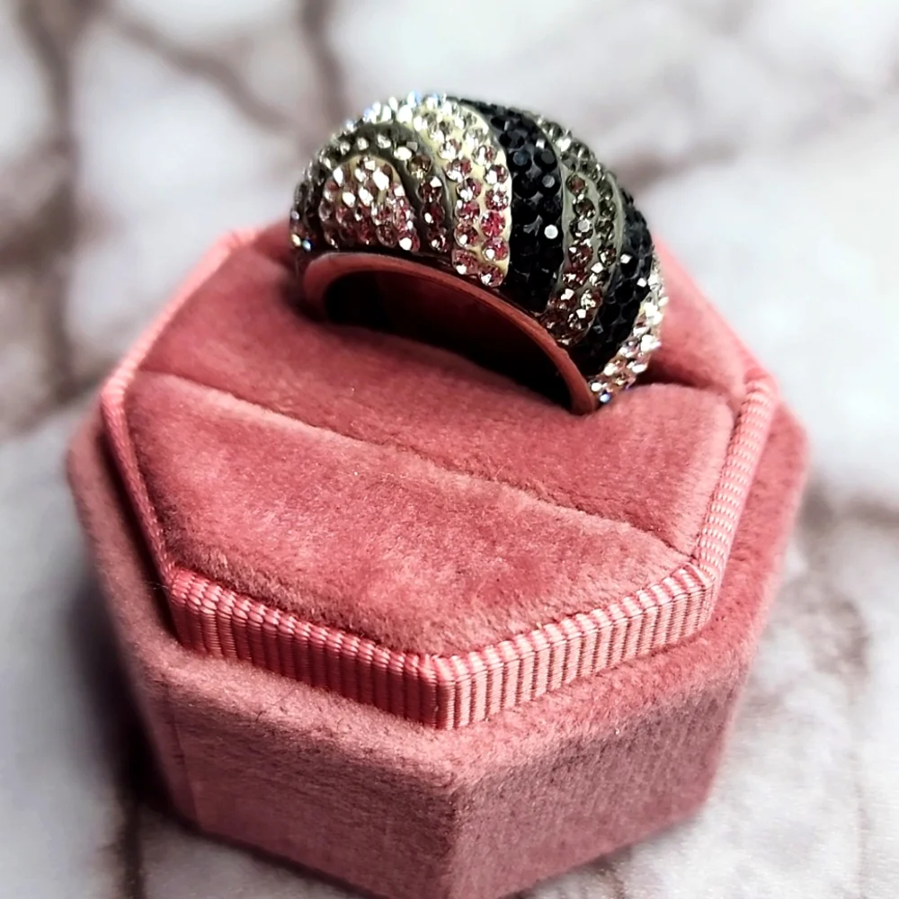 Sterling silver Swarovski crystals spiral ring